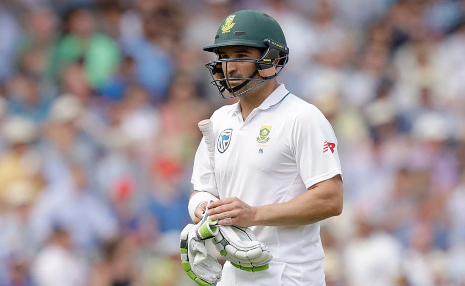 Stand-in captain Dean Elgar tried to take on Moeen Ali but ended up getting out, leaving South Africa in a spot of bother at 12 for 2. AP Stand-in captain Dean Elgar tried to take on Moeen Ali but ended up getting out, leaving South Africa in a spot of bother at 12 for 2. AP