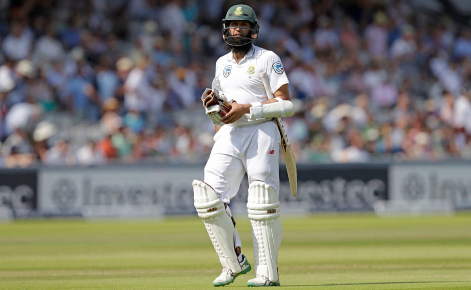 Hashim Amla had no answer for a Liam Dawson delivery that pitched on middle and turned towards off, catching him on the crease for an lbw, with the score now 4 for 28 . AP Hashim Amla had no answer for a Liam Dawson delivery that pitched on middle and turned towards off, catching him on the crease for an lbw, with the score now 4 for 28 . AP