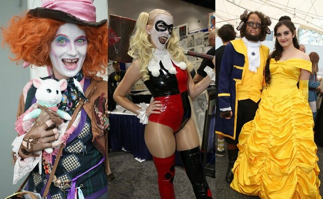 Cosplayers dressed as The Mad Hatter, Harley Quinn and Beauty and The Beast. Image from Facebook Cosplayers dressed as The Mad Hatter, Harley Quinn and Beauty and The Beast. Image from Facebook