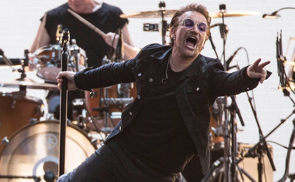 Bono performs on stage. Photo by AP Bono performs on stage. Photo by AP