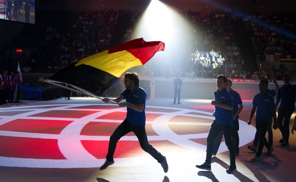 Competing against entrants from more than 150 countries, the girls will present a robot they devised that can recognise blue and orange and sort balls into correct locations. They'll also be feted at a hastily arranged reception at the Embassy of Afghanistan attended by supporters who had petitioned the US to let them in. In this picture, the Belgian team take part in the opening ceremony. Reuters Competing against entrants from more than 150 countries, the girls will present a robot they devised that can recognise blue and orange and sort balls into correct locations. They'll also be feted at a hastily arranged reception at the Embassy of Afghanistan attended by supporters who had petitioned the US to let them in. In this picture, the Belgian team take part in the opening ceremony. Reuters