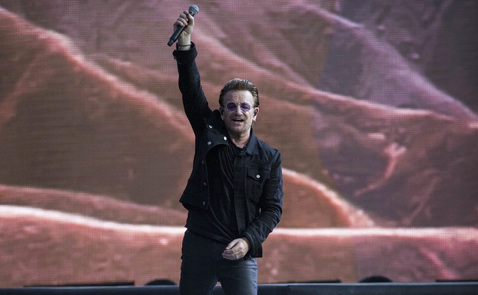 Bono of the band U2 performs on stage. Photo by AP Bono of the band U2 performs on stage. Photo by AP