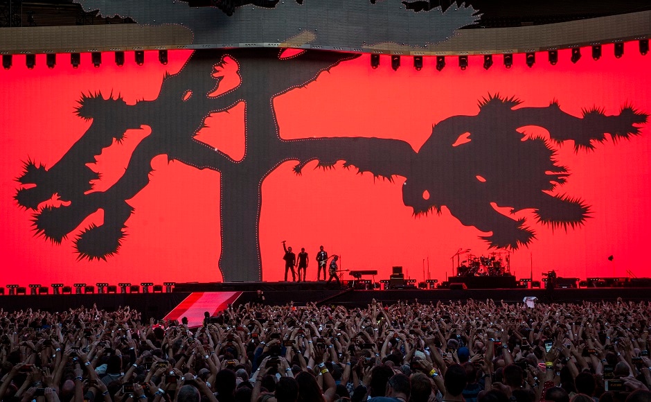 Members of Irish rock band, U2 perform one of their seminal albums, Joshua Tree. Image via AP Members of Irish rock band, U2 perform one of their seminal albums, Joshua Tree. Image via AP