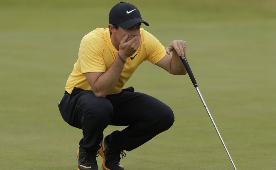 Northern Ireland's Rory McIlroy lines up a putt on the 14th green during the final round of the British Open. McIlroy produced his best round of the week with a 67 to leave him on five under for the tournament and tied in fourth place with Spain's Rafael Cabrera-Bello who shot 68. AP Northern Ireland's Rory McIlroy lines up a putt on the 14th green during the final round of the British Open. McIlroy produced his best round of the week with a 67 to leave him on five under for the tournament and tied in fourth place with Spain's Rafael Cabrera-Bello who shot 68. AP