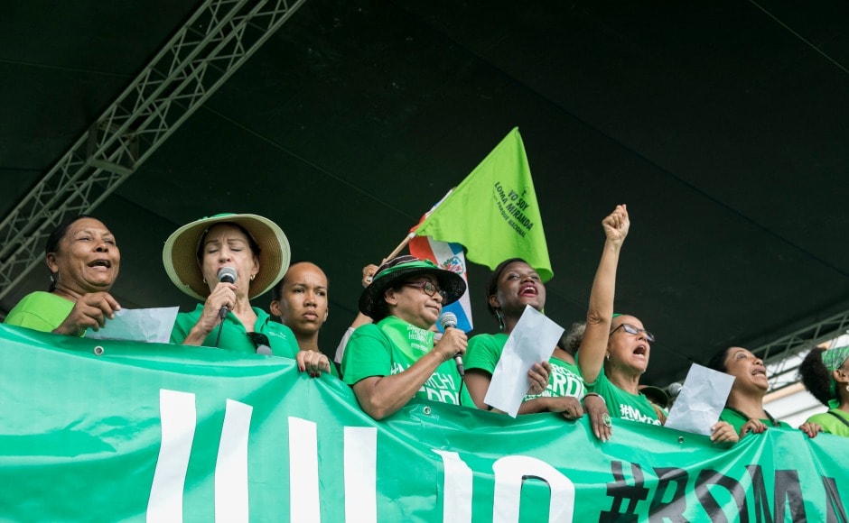 Leaders read out their manifesto at the stage at the end of the route after march.The protesters have four demands: prison for the corrupt, the recovery of stolen money, the cancellation of all Odebrecht contracts, and to investigate Danilo Medina, Leonel Fernandez and Hipolito Mejia. AP Leaders read out their manifesto at the stage at the end of the route after march.The protesters have four demands: prison for the corrupt, the recovery of stolen money, the cancellation of all Odebrecht contracts, and to investigate Danilo Medina, Leonel Fernandez and Hipolito Mejia. AP