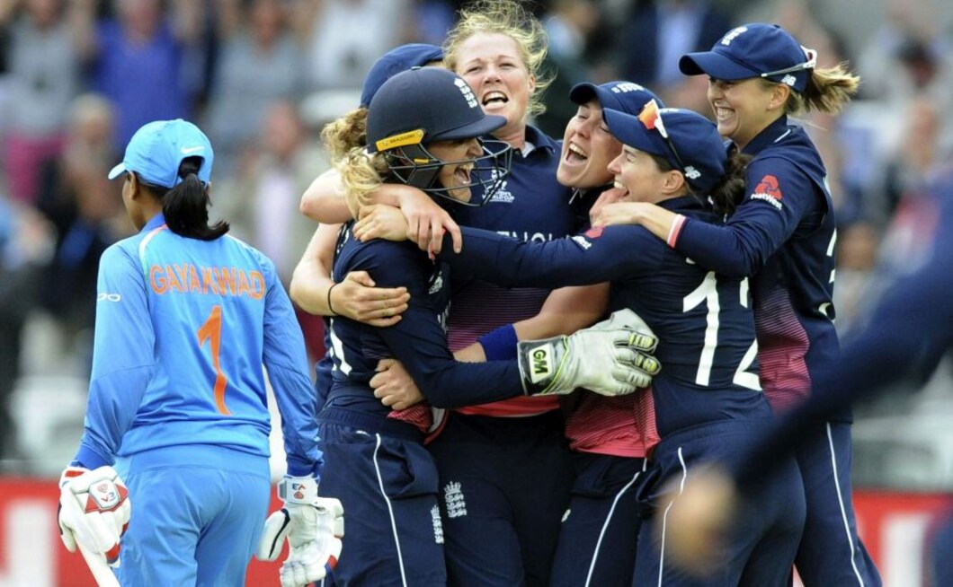 Shrubsole (centre) celebrates with teammates as England win the ICC Women's World Cup 2017 final match against India at Lord's. AP Shrubsole (centre) celebrates with teammates as England win the ICC Women's World Cup 2017 final match against India at Lord's. AP