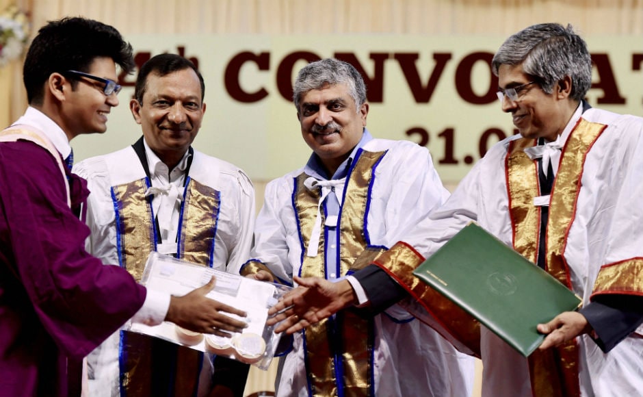 Professor Bhaskar Ramaurthi, director of the institute, awarded degrees to the graduating students while Nilekani presented prizes to them. A total of 2,263 degrees were awarded this year. PTI Professor Bhaskar Ramaurthi, director of the institute, awarded degrees to the graduating students while Nilekani presented prizes to them. A total of 2,263 degrees were awarded this year. PTI