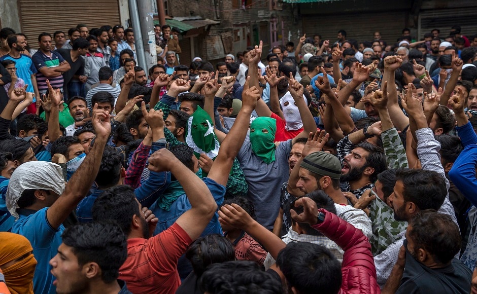 The locals said that the mourners attempted to offer 'Namaz-e-Janazah' (prayer before burial) at the Jamia Masjid, but were prevented by police which lead to clashes. About half-a-dozen persons were injured after security forces fired teargas canisters and shotgun pellets to break a procession of mourners. AP The locals said that the mourners attempted to offer 'Namaz-e-Janazah' (prayer before burial) at the Jamia Masjid, but were prevented by police which lead to clashes. About half-a-dozen persons were injured after security forces fired teargas canisters and shotgun pellets to break a procession of mourners. AP