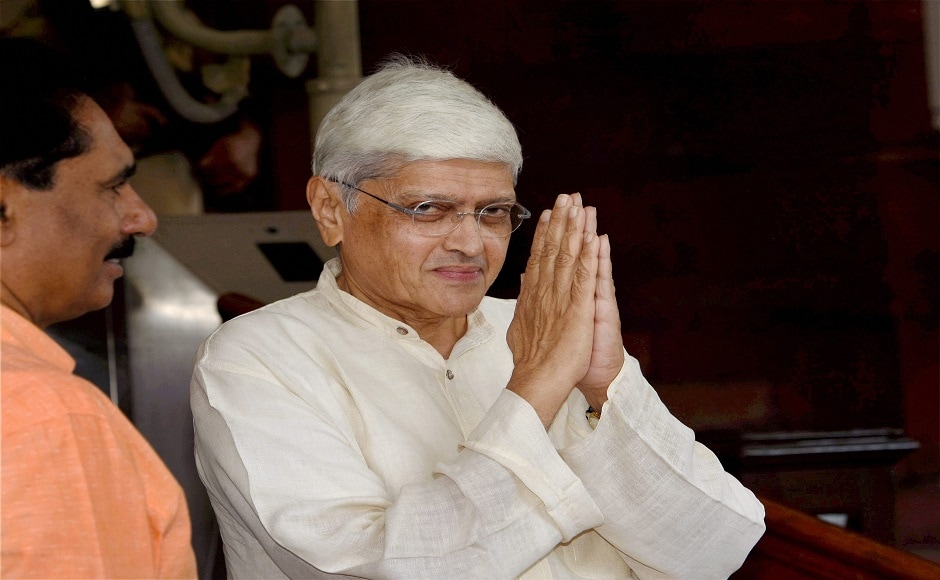Opposition candidate Gopalkrishna Gandhi also filed his nomination papers for the election. PTI Opposition candidate Gopalkrishna Gandhi also filed his nomination papers for the election. PTI