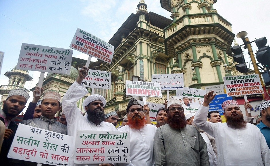 In Mumbai, Muslims held protests condemning the attacks. They raised anti-Pakistan, anti-terror slogans demanding strict action against terrorists. PTI In Mumbai, Muslims held protests condemning the attacks. They raised anti-Pakistan, anti-terror slogans demanding strict action against terrorists. PTI