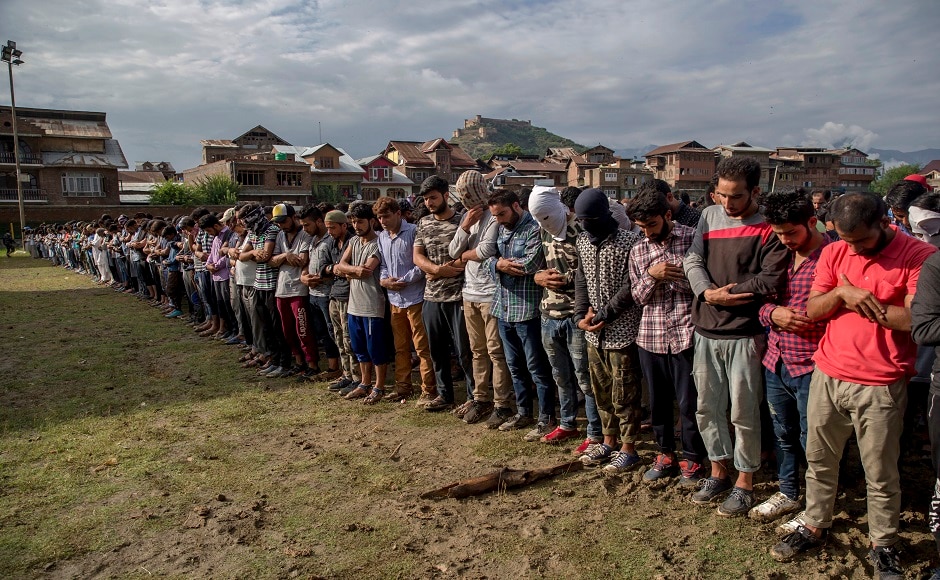 Later, the prayer for the slain militant was offered at a nearby stadium. Gilkar was buried at his ancestral graveyard in the locality, the officials said. AP Later, the prayer for the slain militant was offered at a nearby stadium. Gilkar was buried at his ancestral graveyard in the locality, the officials said. AP