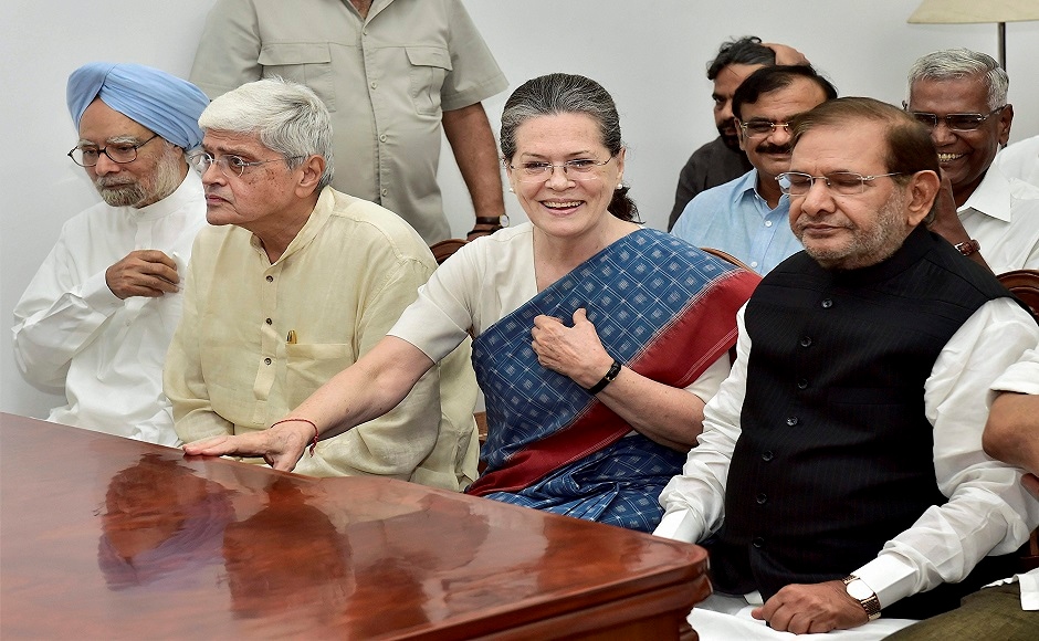 Gandhi was accompanied by former prime minister Manmohan Singh, Congress president Sonia Gandhi, JD(U) leader Sharad Yadav and Sitaram Yechuri. PTI Gandhi was accompanied by former prime minister Manmohan Singh, Congress president Sonia Gandhi, JD(U) leader Sharad Yadav and Sitaram Yechuri. PTI