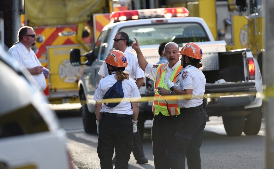 Firefighters sprayed water onto the flames from nearby balconies and brought them under control at about 6.30 pm local time, four hours after the fire began, Honolulu Mayor Kirk Caldwell told reporters. AP Firefighters sprayed water onto the flames from nearby balconies and brought them under control at about 6.30 pm local time, four hours after the fire began, Honolulu Mayor Kirk Caldwell told reporters. AP