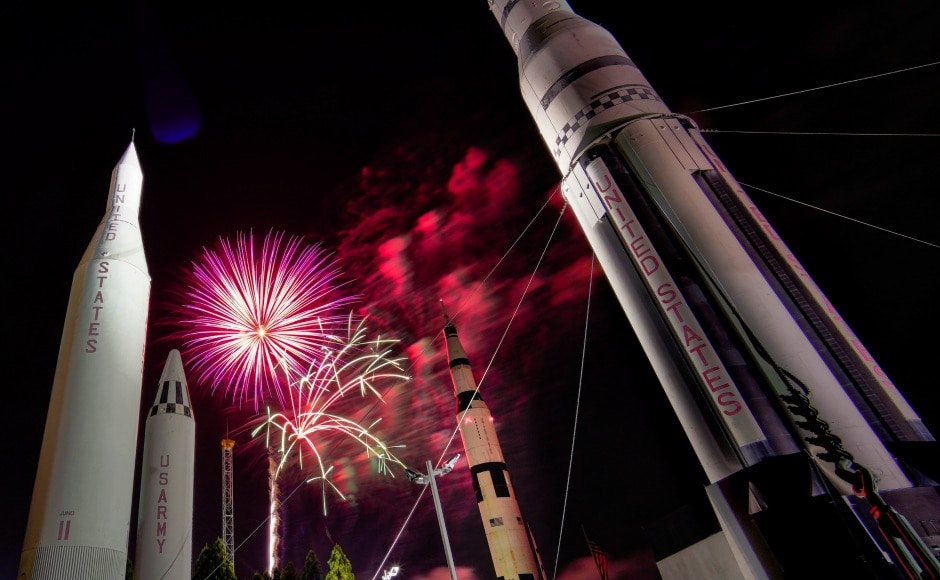 Most places mark the occasion with the Star Spangled Banner and red, white and blue fireworks streaming across the night sky. AP Most places mark the occasion with the Star Spangled Banner and red, white and blue fireworks streaming across the night sky. AP