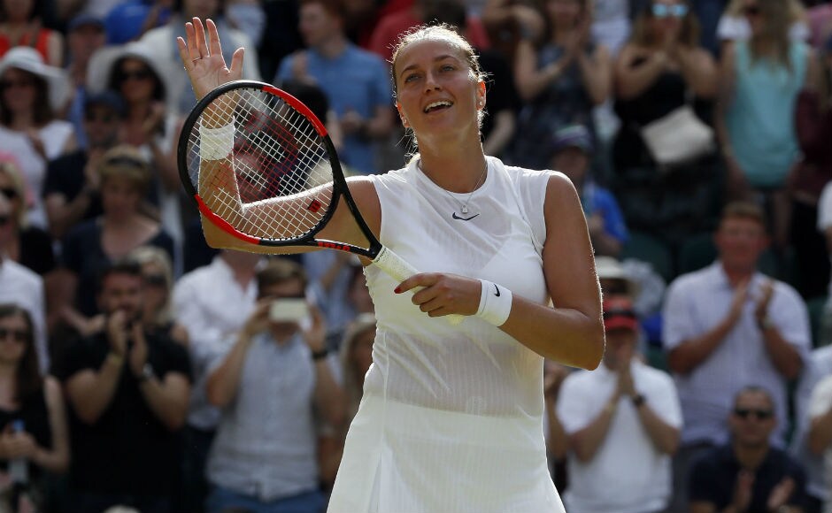 Petra Kvitova applauds the crowd after securing her passage into the second round with a 6-3, 6-4 victory over a Johanna Larsson. AP Petra Kvitova applauds the crowd after securing her passage into the second round with a 6-3, 6-4 victory over a Johanna Larsson. AP