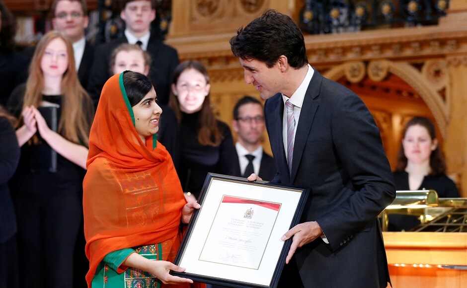 Yousafzai became the youngest and only the sixth person to receive honorary Canadian citizenship. She was bestowed with the title in April, 2017. Reuters Yousafzai became the youngest and only the sixth person to receive honorary Canadian citizenship. She was bestowed with the title in April, 2017. Reuters