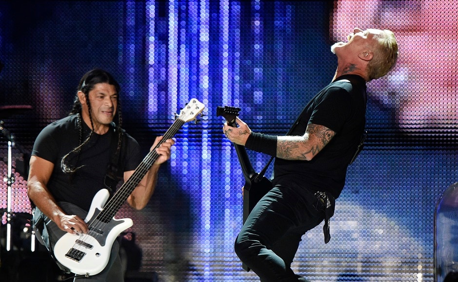 Robert Trujillo, left, and James Hetfield of Metallica. Photo by AP Robert Trujillo, left, and James Hetfield of Metallica. Photo by AP