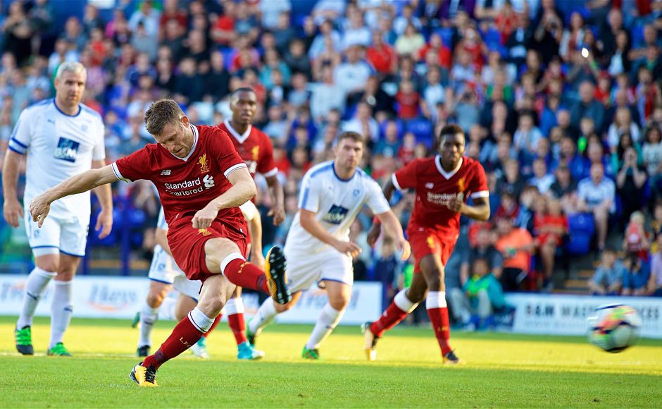 James Milner opened the account for Liverpool with a successful penalty kick against Tranmere Rovers in their pre-season friendly. Twitter/@LFC James Milner opened the account for Liverpool with a successful penalty kick against Tranmere Rovers in their pre-season friendly. Twitter/@LFC