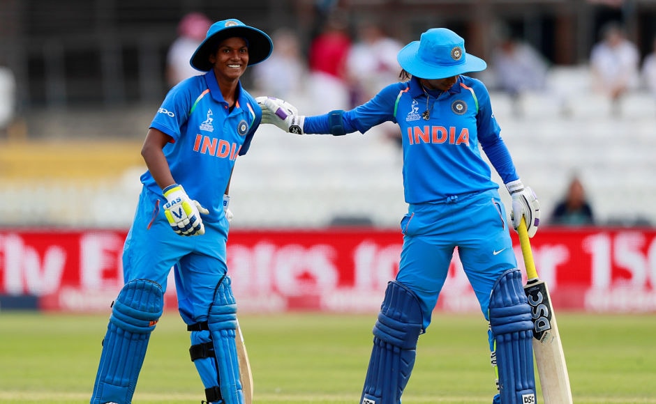 Deepti Sharma celebrates her 6th fifty and captain Mithali Raj acknowledges her contribution. She also stitched a 100-run stand with Mithali Raj. Reuters Deepti Sharma celebrates her 6th fifty and captain Mithali Raj acknowledges her contribution. She also stitched a 100-run stand with Mithali Raj. Reuters