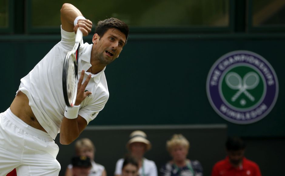 Novak Djokovic advanced to the second round at Wimbledon after just 40 minutes when his opponent, Martin Klizan, retired because of an injury while trailing 6-3, 2-0. AP Novak Djokovic advanced to the second round at Wimbledon after just 40 minutes when his opponent, Martin Klizan, retired because of an injury while trailing 6-3, 2-0. AP
