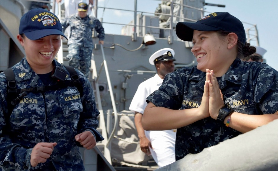 As many as 95 aircraft, 16 ships, and two submarines from the three countries are taking part in the naval exercise. PTI As many as 95 aircraft, 16 ships, and two submarines from the three countries are taking part in the naval exercise. PTI