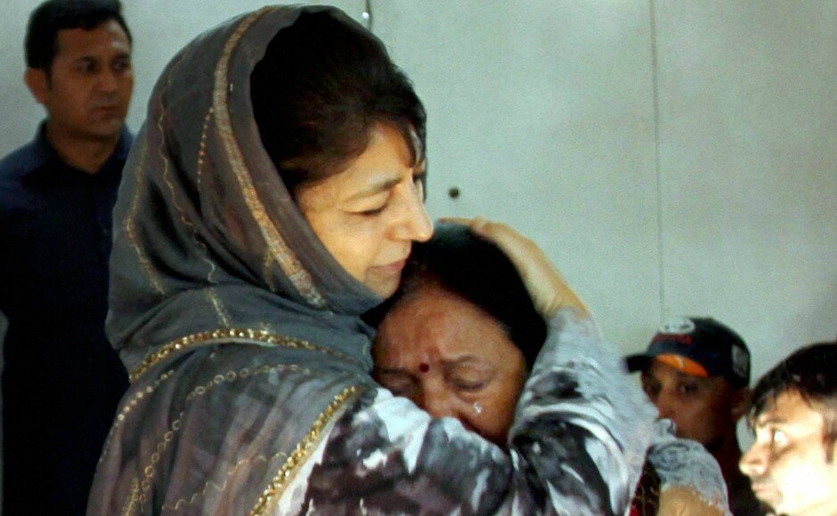 Mufti also consoled pilgrims in Srinagar while the Jammu and Kashmir government announced an ex-gratia of Rs six lakh for the families of the seven Amarnath pilgrims. PTI Mufti also consoled pilgrims in Srinagar while the Jammu and Kashmir government announced an ex-gratia of Rs six lakh for the families of the seven Amarnath pilgrims. PTI