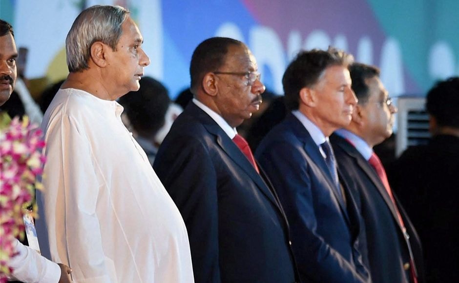 Odisha chief minister Naveen Patnaik, Asian Athletics Federation president Dahlan Ahmad and International Athletics Federation president Sebastian Coe during the opening ceremony . PTI Odisha chief minister Naveen Patnaik, Asian Athletics Federation president Dahlan Ahmad and International Athletics Federation president Sebastian Coe during the opening ceremony . PTI
