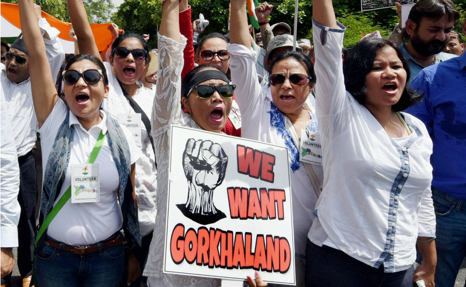 Gorkhaland supporters on Sunday took a march in New Delhi to push their demand for a separate state. PTI Gorkhaland supporters on Sunday took a march in New Delhi to push their demand for a separate state. PTI