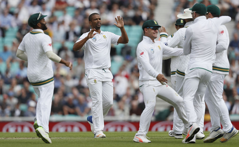 South Africa's Vernon Philander had a stomach bug but was still the pick of the bowlers. His figures were: 12-5-17-2. AP