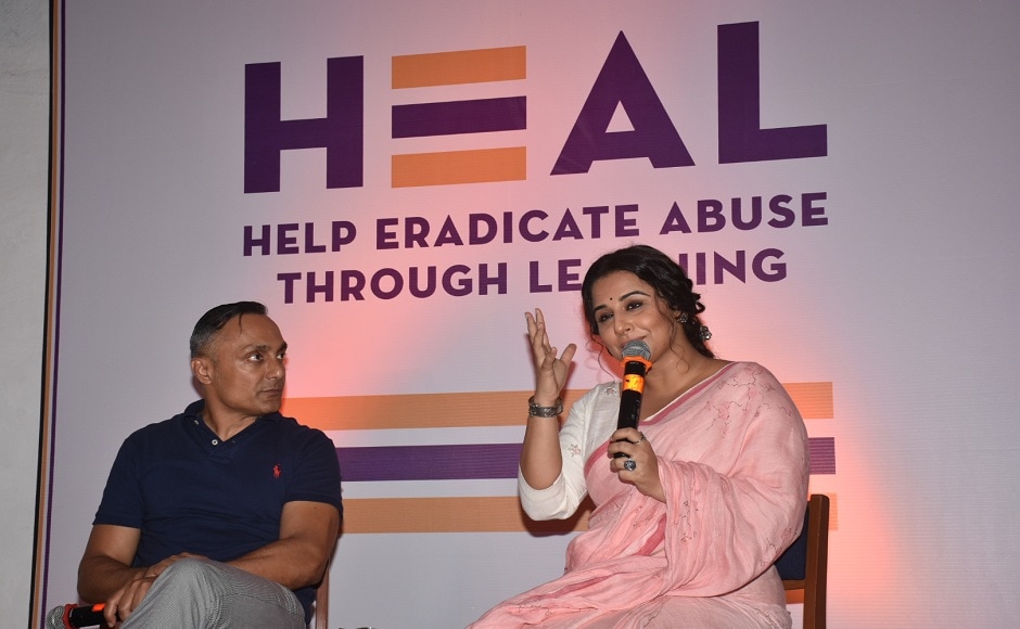 Balan speaking to the press during the event in Mumbai. Balan speaking to the press during the event in Mumbai.