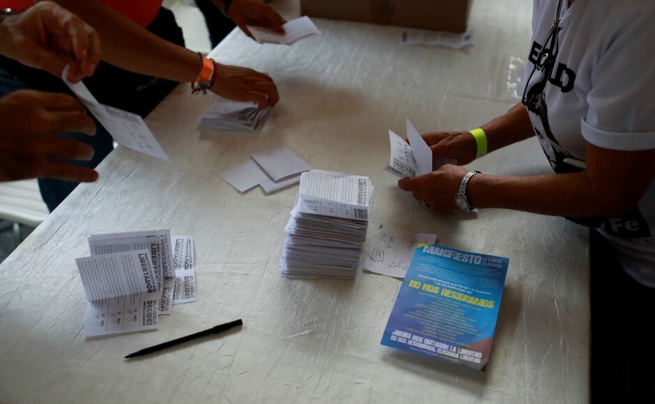 The symbolic plebiscite was aimed at denting Maduro's legitimacy further amid a crippling economic crisis that has left millions struggling for food. The previous months have seen large-scale anti-government protests, which have left nearly 100 people dead. Reuters The symbolic plebiscite was aimed at denting Maduro's legitimacy further amid a crippling economic crisis that has left millions struggling for food. The previous months have seen large-scale anti-government protests, which have left nearly 100 people dead. Reuters