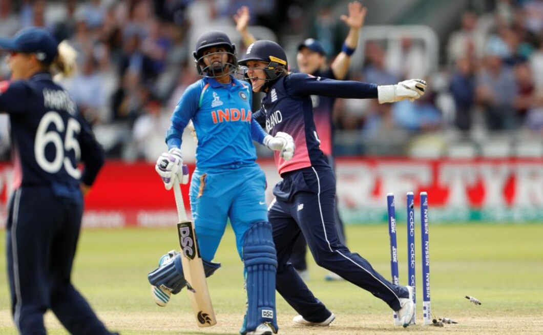 Mithali Raj looked in great touch but ran herself out and India looked in trouble at 43-2. Reuters Mithali Raj looked in great touch but ran herself out and India looked in trouble at 43-2. Reuters