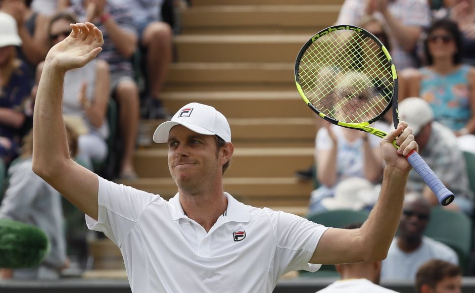 Sam Querrey took only four minutes on court Saturday to beat Jo-Wilfried Tsonga on Day 6 after the match was suspended on Friday due to bad light. AP Sam Querrey took only four minutes on court Saturday to beat Jo-Wilfried Tsonga on Day 6 after the match was suspended on Friday due to bad light. AP