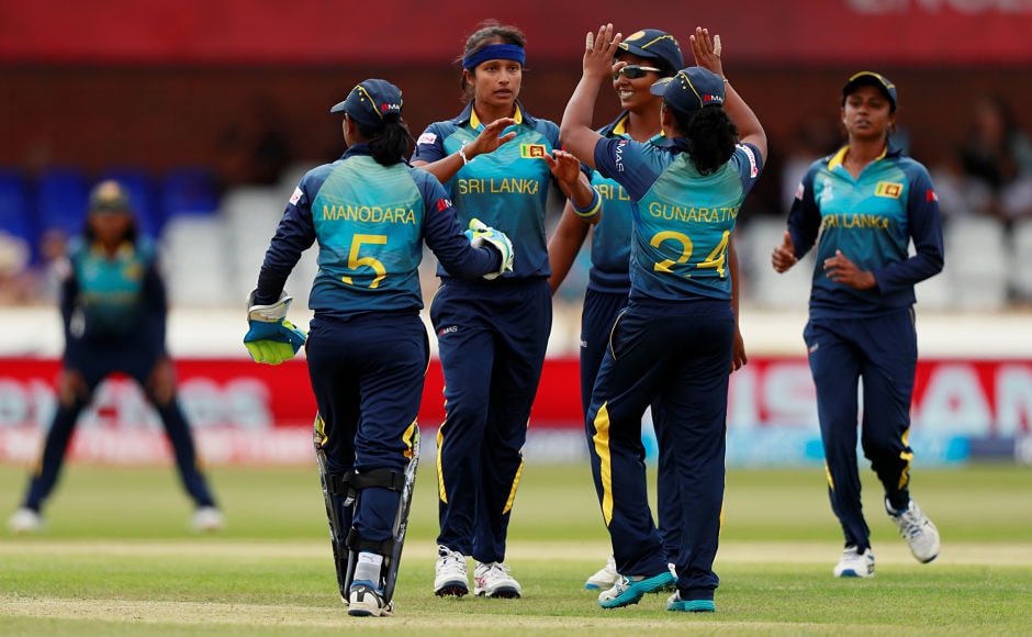 Sripali Weerakkody followed her captain a few overs later and dismissed Harmanpreet Kaur and Veda Krishnamurthy off consecutive balls. India posted 232/8. Reuters Sripali Weerakkody followed her captain a few overs later and dismissed Harmanpreet Kaur and Veda Krishnamurthy off consecutive balls. India posted 232/8. Reuters
