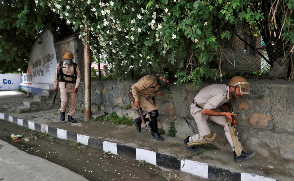 Police officers take cover from stone pelters during disturbances in Srinagar. The police is drawing a new generation into a decades-old struggle for 'azaadi', or independence, for India's only Muslim-majority region, which is also claimed by neighbouring Pakistan. Reuters Police officers take cover from stone pelters during disturbances in Srinagar. The police is drawing a new generation into a decades-old struggle for 'azaadi', or independence, for India's only Muslim-majority region, which is also claimed by neighbouring Pakistan. Reuters