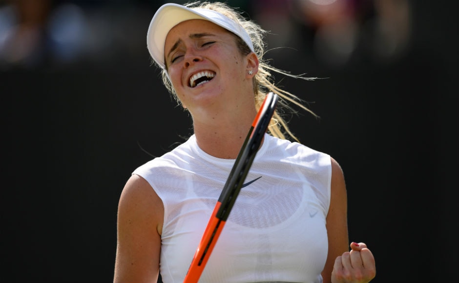 The 22-year Ukrainian, Elina Svitolina, celebrates after winning a tough tie 7-5 7-6(8) against Australia's Ashleigh Barty. AP The 22-year Ukrainian, Elina Svitolina, celebrates after winning a tough tie 7-5 7-6(8) against Australia's Ashleigh Barty. AP