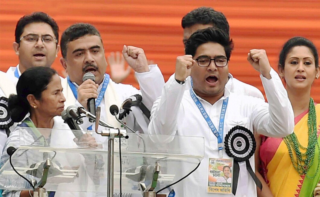 TMC supremo and Banerjee with her nephew Abhisekh Bandopadhyay (right) and other party leaders while addressing the Martyrs' rally in Kolkata. Describing the prevailing situation in the country as worse than during the Emergency, she said opposition parties and a section of the media were being targeted for TMC supremo and Banerjee with her nephew Abhisekh Bandopadhyay (right) and other party leaders while addressing the Martyrs' rally in Kolkata. Describing the prevailing situation in the country as worse than during the Emergency, she said opposition parties and a section of the media were being targeted for