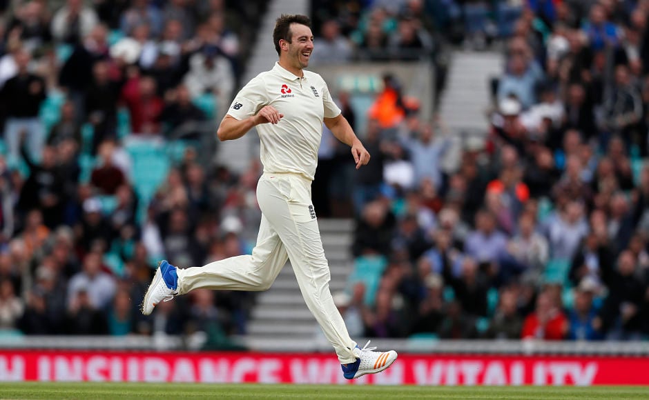 The day, though, belonged to Toby Roland-Jones, who scalped four wickets in his first 11 overs of Test cricket. AP The day, though, belonged to Toby Roland-Jones, who scalped four wickets in his first 11 overs of Test cricket. AP