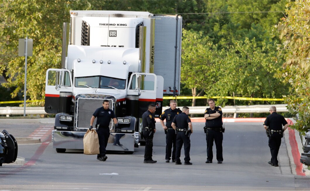 Federal immigration officials with Immigration and Customs Enforcement have also been notified of the incident. San Antonio lies a few hours drive from the border with Mexico's Nuevo Leon state. AP Federal immigration officials with Immigration and Customs Enforcement have also been notified of the incident. San Antonio lies a few hours drive from the border with Mexico's Nuevo Leon state. AP