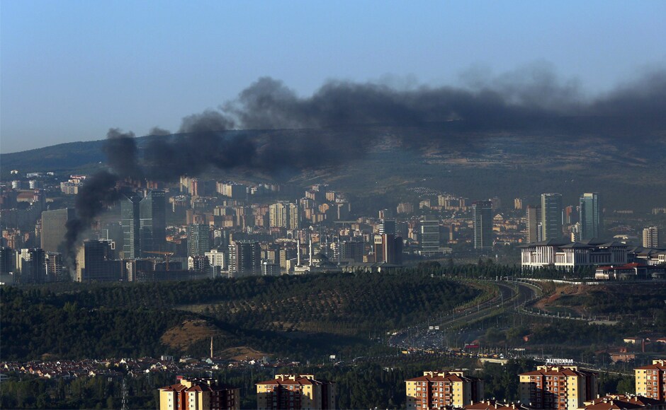 The rebellion unfolded on a Friday evening last year when a group of military officers commandeered warplanes, helicopters and tanks to attack key government buildings in the capital, including parliament and the presidential palace complex. This file image from 16 July 2016 shows smoke billowing from an area near the Presidential Palace in Ankara. AP The rebellion unfolded on a Friday evening last year when a group of military officers commandeered warplanes, helicopters and tanks to attack key government buildings in the capital, including parliament and the presidential palace complex. This file image from 16 July 2016 shows smoke billowing from an area near the Presidential Palace in Ankara. AP