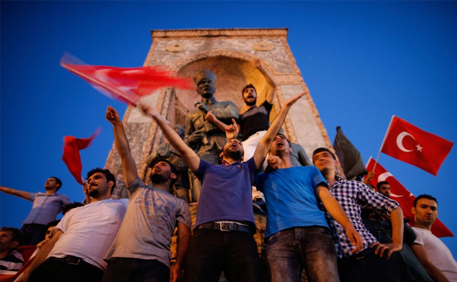 The government has blamed the coup on the influential movement led by US-based Muslim cleric Fethullah Gulen, a former Erdogan ally who ran a network of schools, dormitories, media outlets and universities. In this file image, people wave Turkish flags as they gather at a pro-government rally in central Istanbul's Taksim square, following the coup attempt. AP The government has blamed the coup on the influential movement led by US-based Muslim cleric Fethullah Gulen, a former Erdogan ally who ran a network of schools, dormitories, media outlets and universities. In this file image, people wave Turkish flags as they gather at a pro-government rally in central Istanbul's Taksim square, following the coup attempt. AP