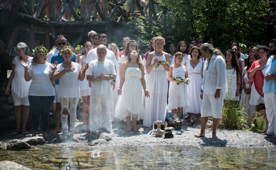 Devotees of ancient Greece's religion and culture gather each July by Mount Olympus to hold a series of events, ceremonies and seminars. AP Devotees of ancient Greece's religion and culture gather each July by Mount Olympus to hold a series of events, ceremonies and seminars. AP