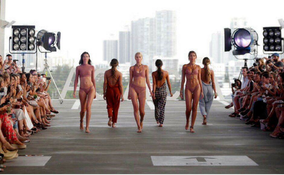 Pastels and muted colours dominated the Acacia swimear collection at the FUNKSHION Fashion show during Swim Week in Miami Beach. (AP Photo) Pastels and muted colours dominated the Acacia swimear collection at the FUNKSHION Fashion show during Swim Week in Miami Beach. (AP Photo)