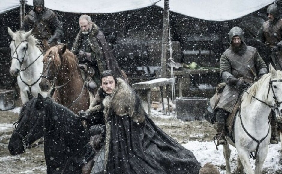 Jon Snow bids farewell to Sansa, after handing her the reins of The North. He is en-route to meet Daenerys in Dragonstone. Image via Twitter. Jon Snow bids farewell to Sansa, after handing her the reins of The North. He is en-route to meet Daenerys in Dragonstone. Image via Twitter.