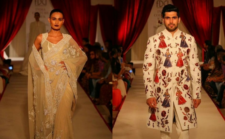 Jewel tones of gold and hues of maroon dominated Rohit Bal's new collection. Images via Rohit Bal/Instagram. Jewel tones of gold and hues of maroon dominated Rohit Bal's new collection. Images via Rohit Bal/Instagram.