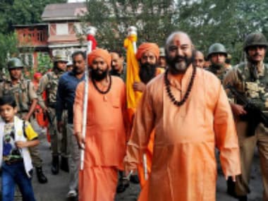 Lord Shivas holy mace Chhari Mubarak taken to Shankaracharya temple in Srinagar on Sunday