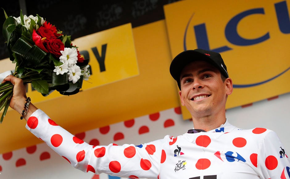 Unlucky runner-up France's Warren Barguil won the best climber's polka-dotted jersey after the ninth stage of the Tour de France cycling race. AP Unlucky runner-up France's Warren Barguil won the best climber's polka-dotted jersey after the ninth stage of the Tour de France cycling race. AP