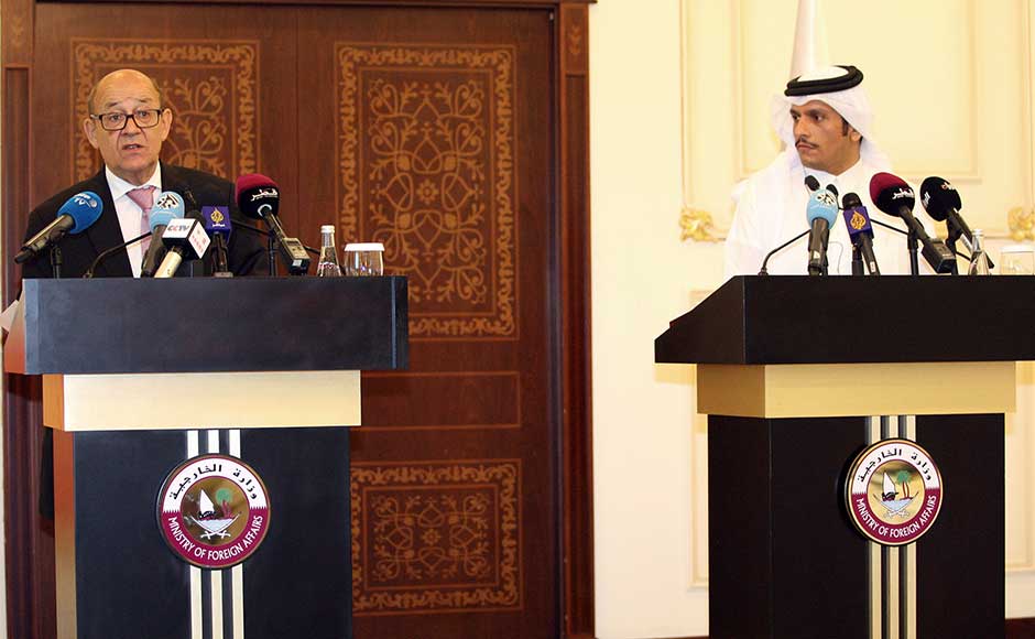 "France should be a facilitator in the mediation" led by Kuwait, Le Drian told reporters after talks with his Qatari counterpart Sheikh Mohammed bin Abdulrahman Al-Thani. AP "France should be a facilitator in the mediation" led by Kuwait, Le Drian told reporters after talks with his Qatari counterpart Sheikh Mohammed bin Abdulrahman Al-Thani. AP