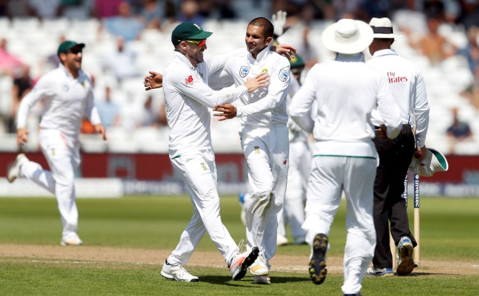 South Africa's left-arm orthodox bowler Keshav Maharaj (C) also had a successful outing in this match and took 3/42 in the second innings to go with his 3/21 in the first innings. Reuters South Africa's left-arm orthodox bowler Keshav Maharaj (C) also had a successful outing in this match and took 3/42 in the second innings to go with his 3/21 in the first innings. Reuters