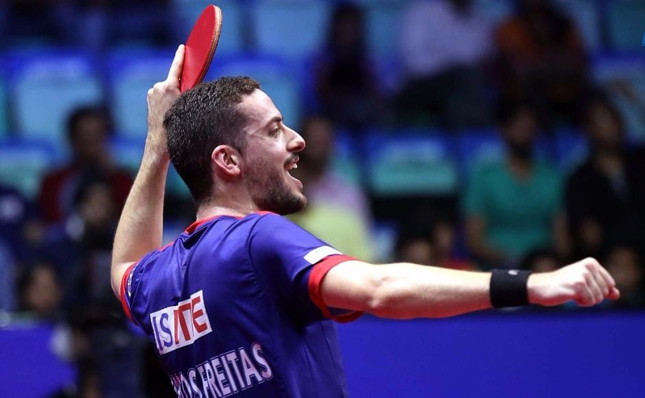 The resurgence of Maharashtra United was brought to a halt by Dabang Smashers TTC's Marcos Freitas who won two matches to deny United any chance of winning the tie. Image courtesy: www.ultimatetabletennis.in The resurgence of Maharashtra United was brought to a halt by Dabang Smashers TTC's Marcos Freitas who won two matches to deny United any chance of winning the tie. Image courtesy: www.ultimatetabletennis.in